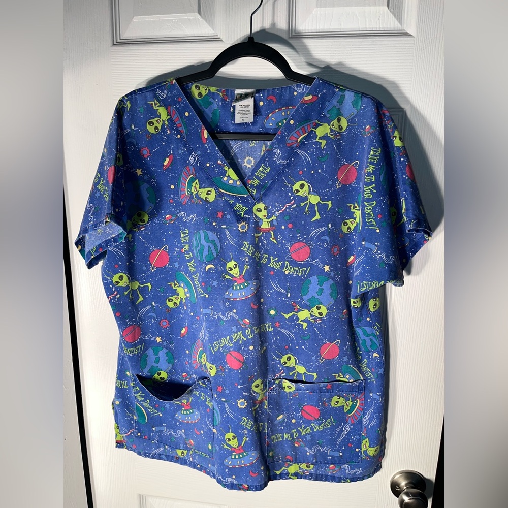 Vintage Uniform Advantage Alien Scrubs Take Me To Your Dentist Size Medium M